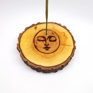 Moon Face Decorative  Wooden Incense Stick Holder